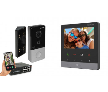 IP видеодомофон Hikvision POE DS-KH6100-E1 + DS-KV6103-PE1 черный
