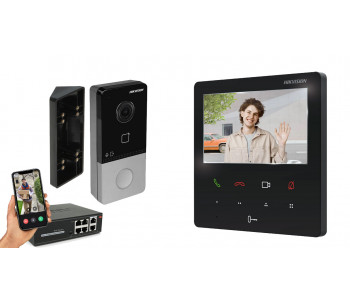 IP видеодомофон Hikvision POE DS-KH6110-WE1 + DS-KV6103-PE1 черный