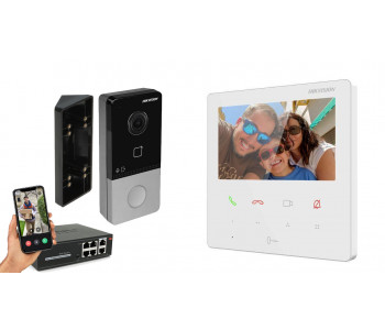 IP видеодомофон POE Hikvision DS-KH6110-WE1 + DS-KV6103-PE1 белый
