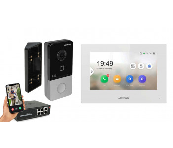 IP видеодомофон Hikvision POE DS-KH6320-WTE1 + DS-KV6103-PE1 белый
