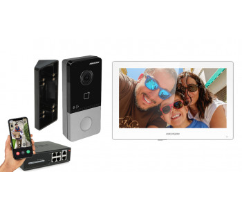 IP видеодомофон Hikvision POE DS-KH6350-WTE1 + DS-KV6103-PE1 белый