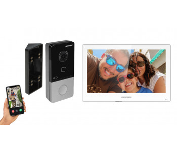 IP видеодомофон Hikvision DS-KH6350-WTE1 + DS-KV6103-PE1 белый