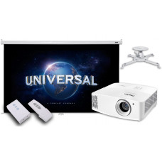 Проектор для домашнього кінотеатру Optoma UHD38x із електричним екраном 110"