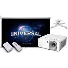 Проектор для домашнього кінотеатру Optoma HZ146X-W із електричним екраном 100"