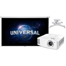 Проектор для домашнього кінотеатру Optoma UHD38x із ручним екраном 135"