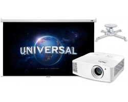 Проектор для домашнього кінотеатру Optoma UHD38x із ручним екраном 100"