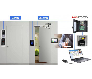 Биометрический доступ для офиса. Вход по отпечатку, выход с кнопки + Видеодомофон