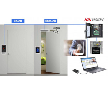 Биометрический доступ для офиса. Вход по отпечатку, выход с кнопки