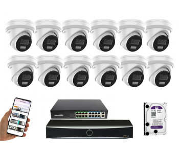 12 камер видеонаблюдения Hikvision DS-2CD2383G2-LI2U | комплект