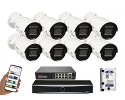 8 камер видеонаблюдения Hikvision DS-2CD2043G2-LI | комплект